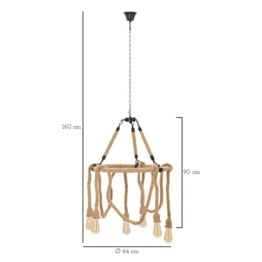 Lampa wisząca ROPE CIRCLE Ø 64x90 cm
